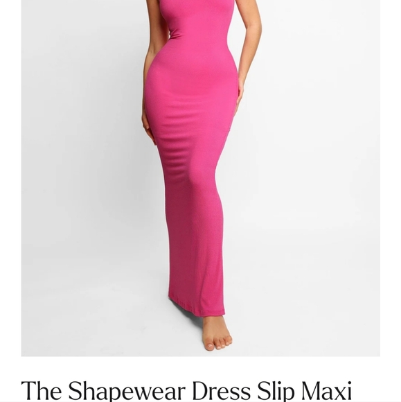 Popilush hot pink slip dress with body shaper - Picture 2 of 8